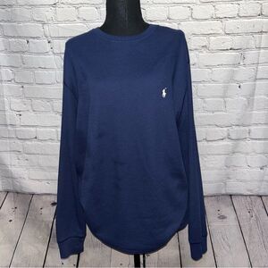 Polo Ralph Lauren Navy Blue Waffle Knit Long Sleeve Shirt Size XL